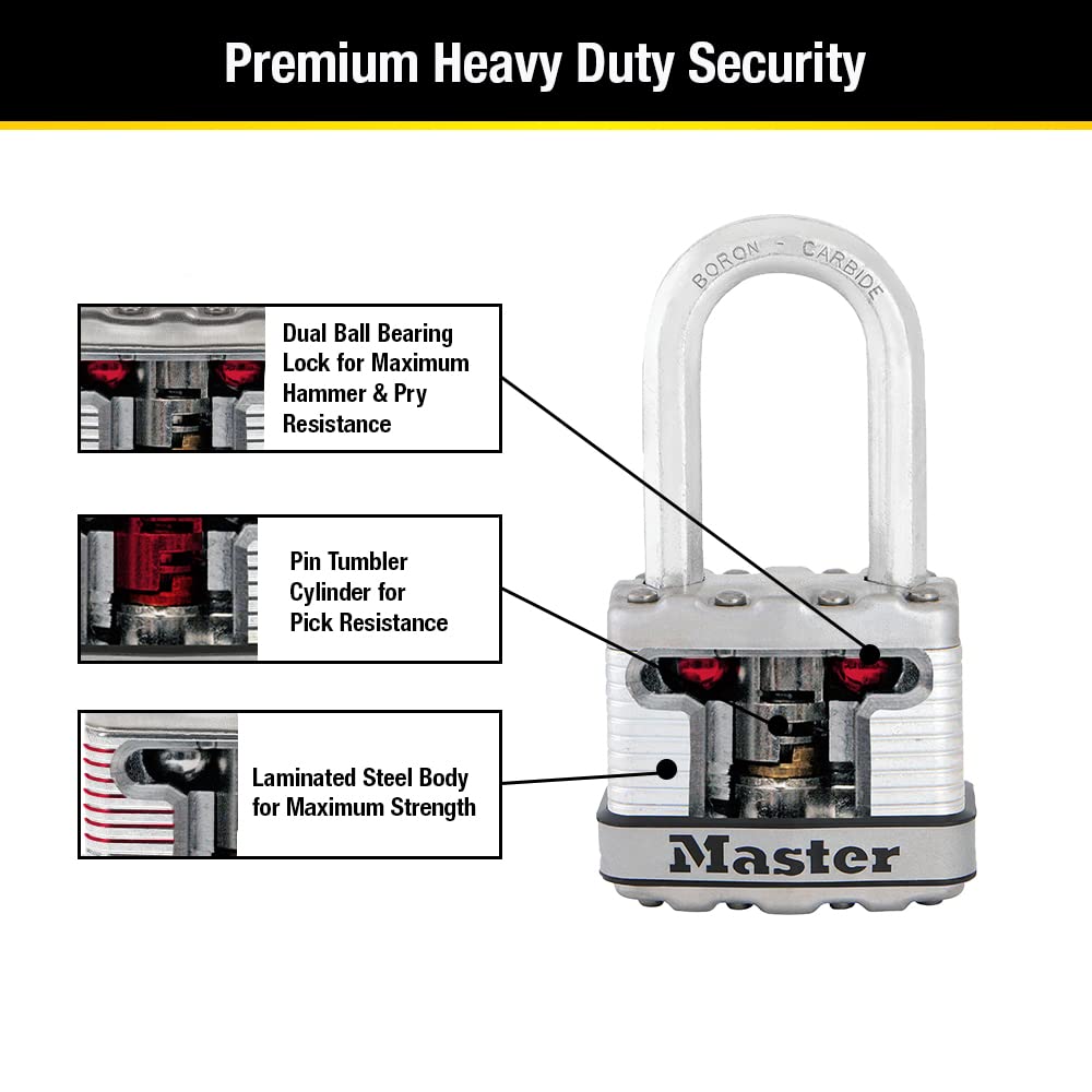 Master Lock Excel Padlock, Steel, Silver