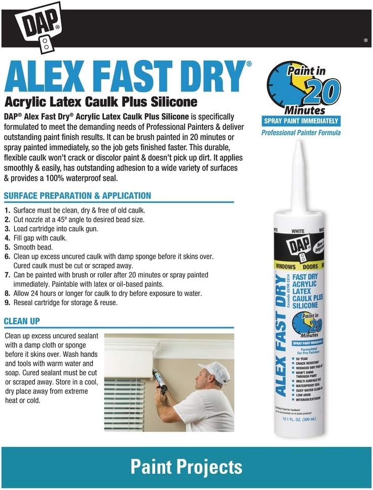 DAP Alex Plus Acrylic Latex Caulk White 10.1 oz.
