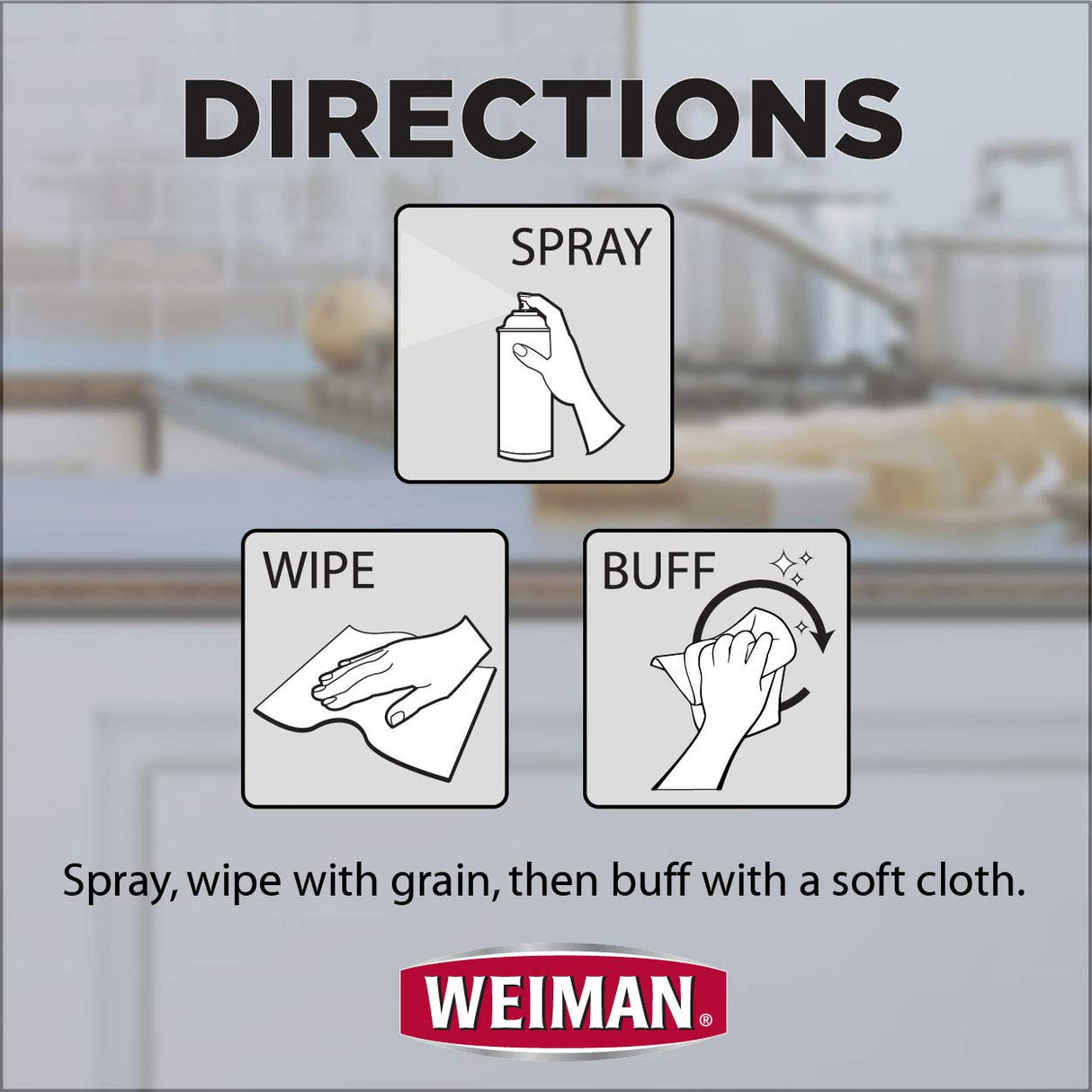 بخاخ منظف وملمع الفولاذ المقاوم للصدأ من ويمان، 17 أونصة