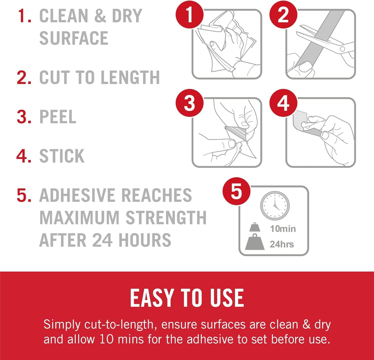 Velcro Back Fastener Tape, 3/4" x 15", Black