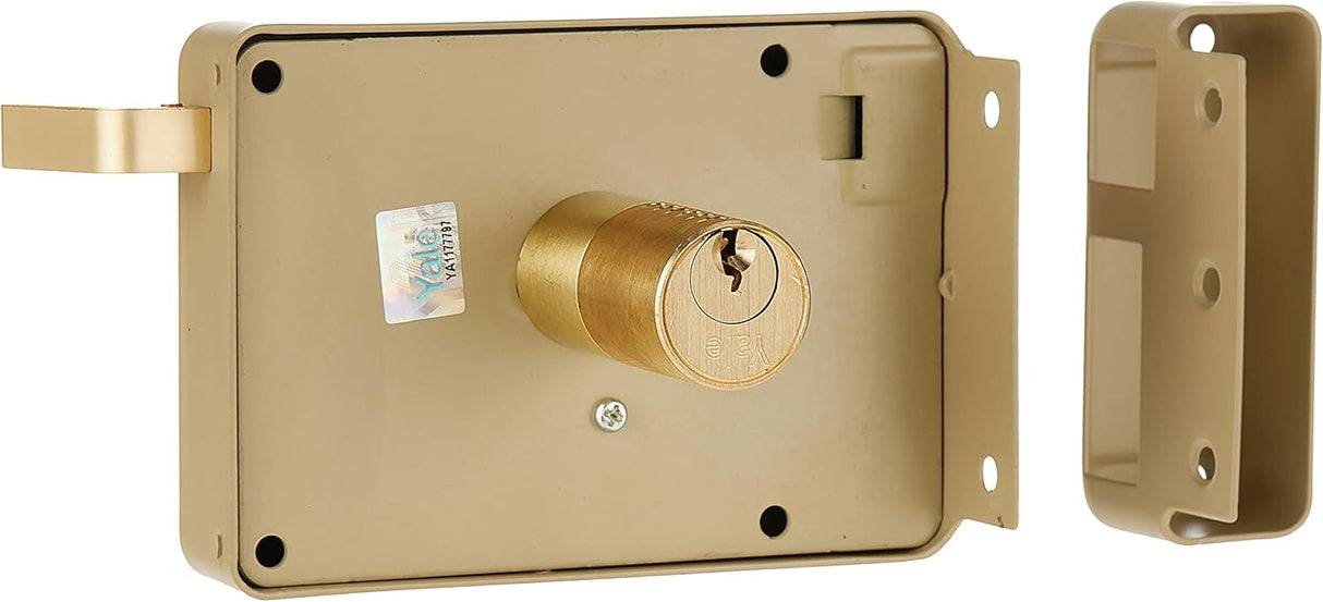 Yale Electric Rim Lock with Dimple Key, 60mm - Gold