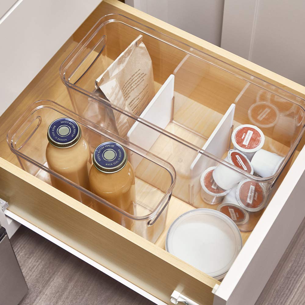 RPET Crisp Divided Bin 8 x 12 x 8 Clear/Matte White