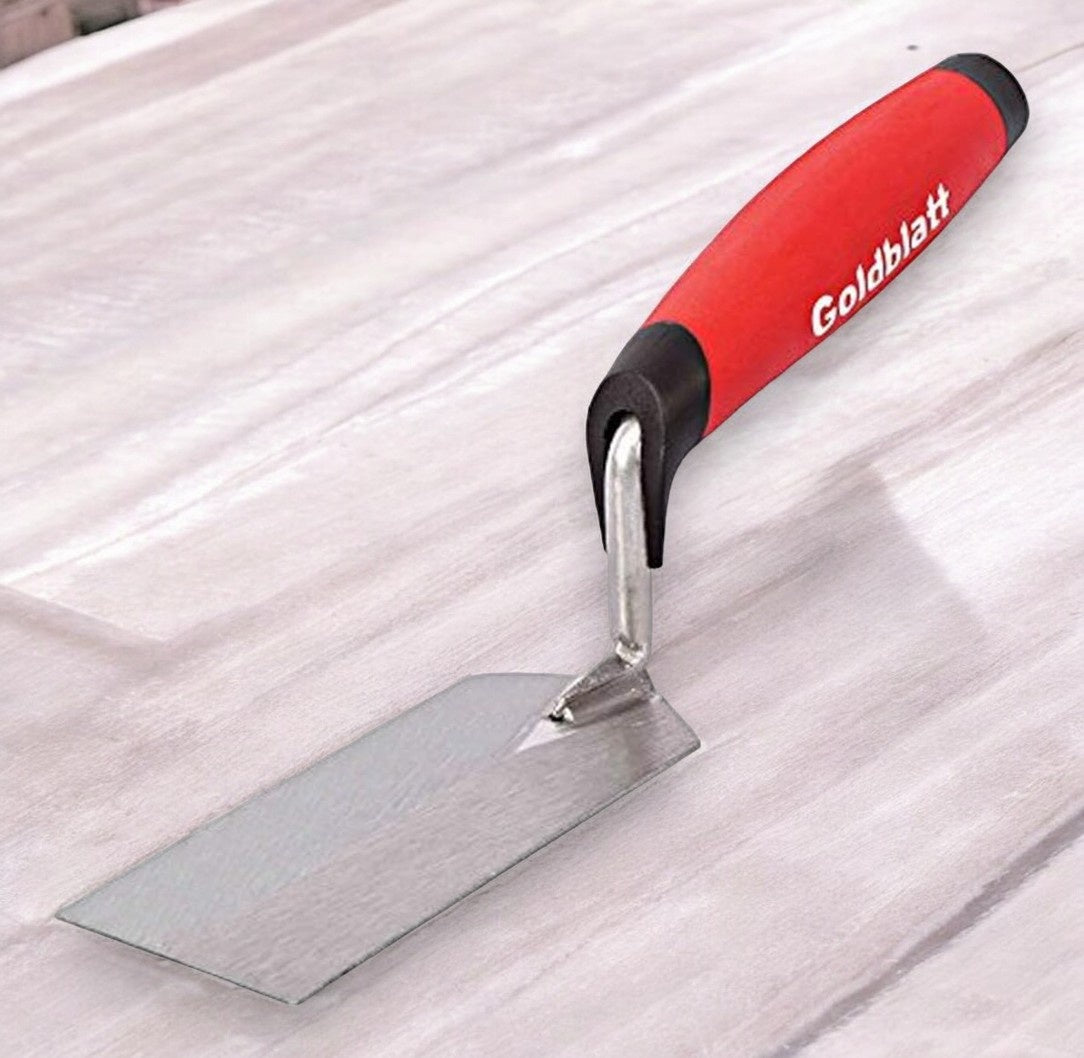 Goldblatt Margin Trowel with Plastic Handle, 5x2 Inch - Silver and Red