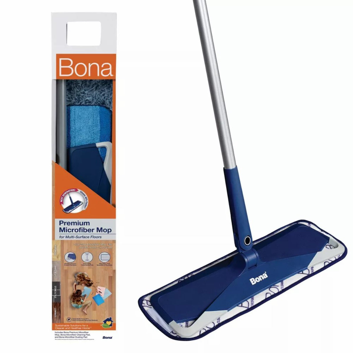Bona Microfiber Floor Mop 4" X 15" Blue