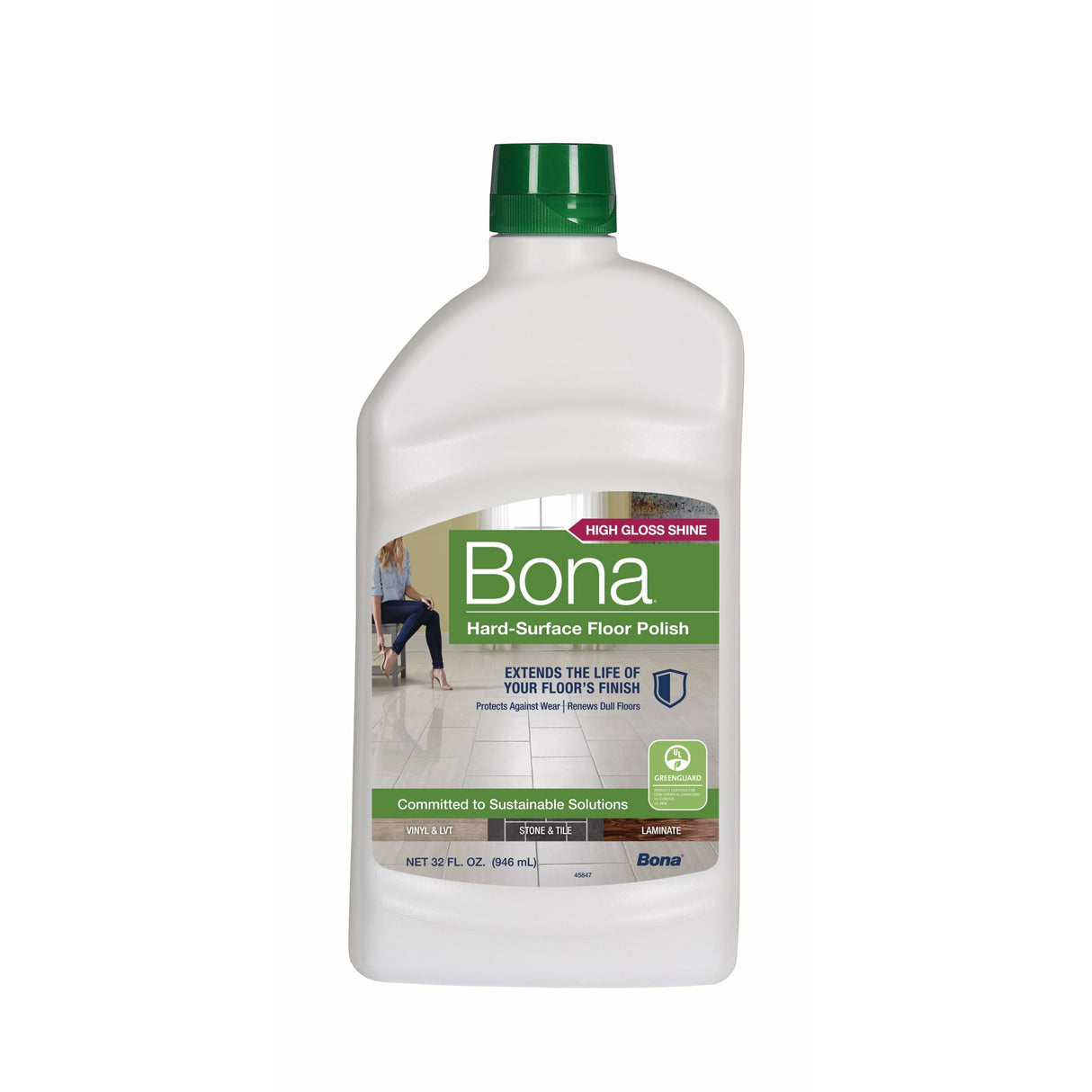 ملمع الأرضيات الصلبة عالي اللمعان من بونا، 32 أونصة