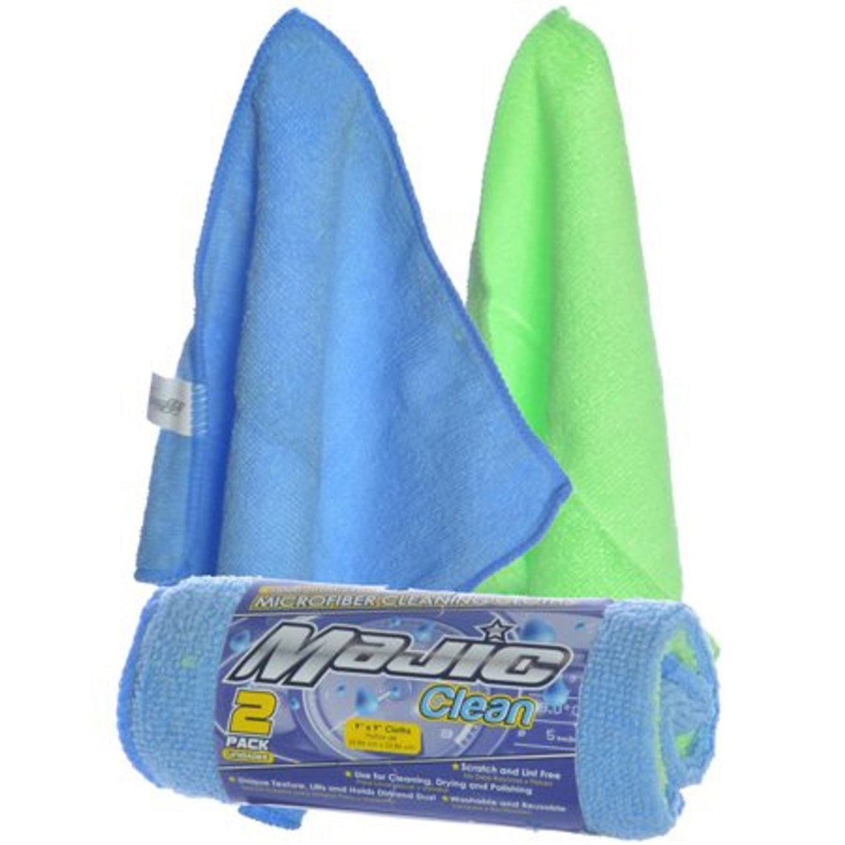 Magic Microfiber Cleaning Cloths 9" X 9" 2 Pack Blue Green