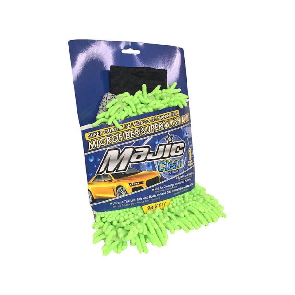 قفاز غسيل ميكروفايبر فائق مع منظف من ماجيك 8 X 11 بوصة أخضر