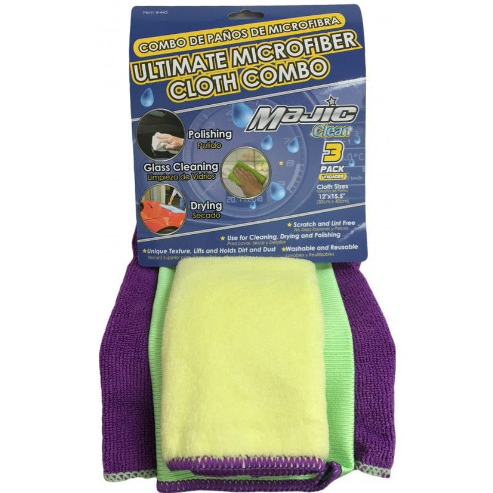 مجموعة تنظيف وتجفيف الزجاج المصنوعة من الألياف الدقيقة من ماجيك 17 X 12.5 بوصة 3 قطعة متعدد الألوان