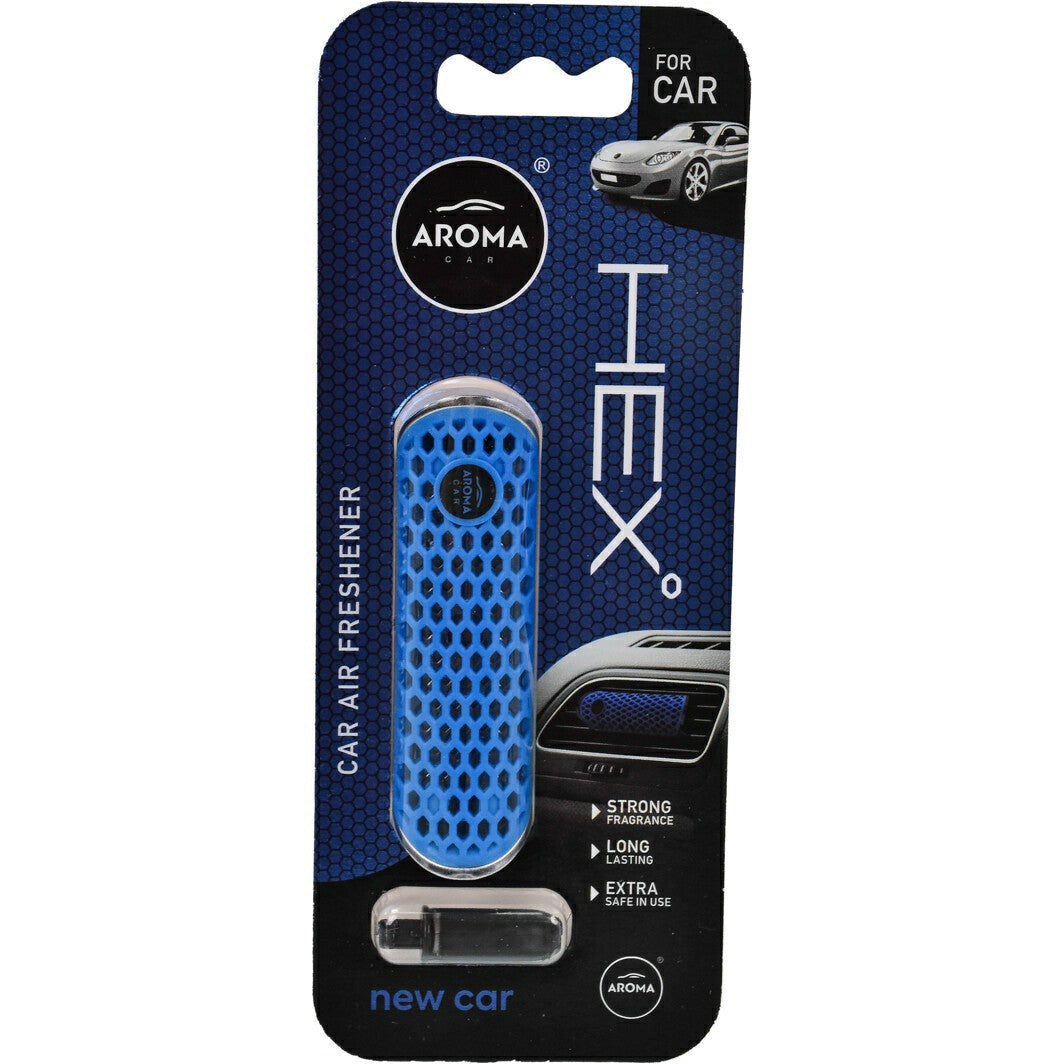 معطر هواء من البوليمر للسيارة سداسي برائحة نيو كار مع مشبك تهوية من اروما كار - 10 قطع
