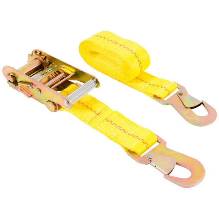 Kipper 8ft Yellow Tie Down Strap with Hooks