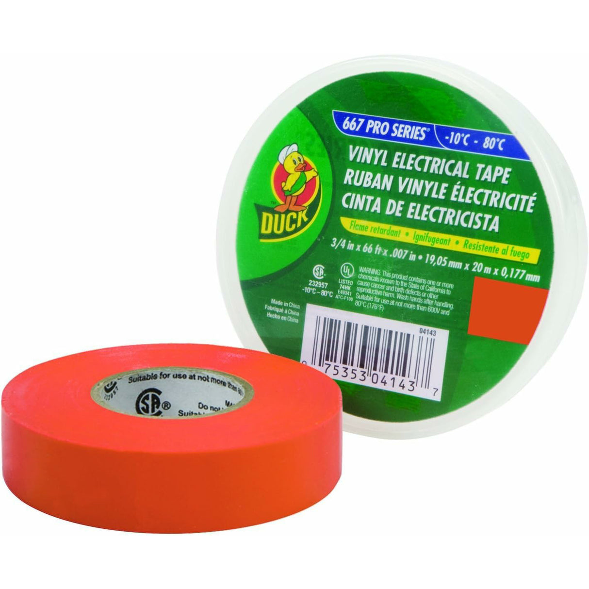 DUCK  PROFESSIONAL GRADE ELECTRICAL TAPE ORANGE 3/4"X66'