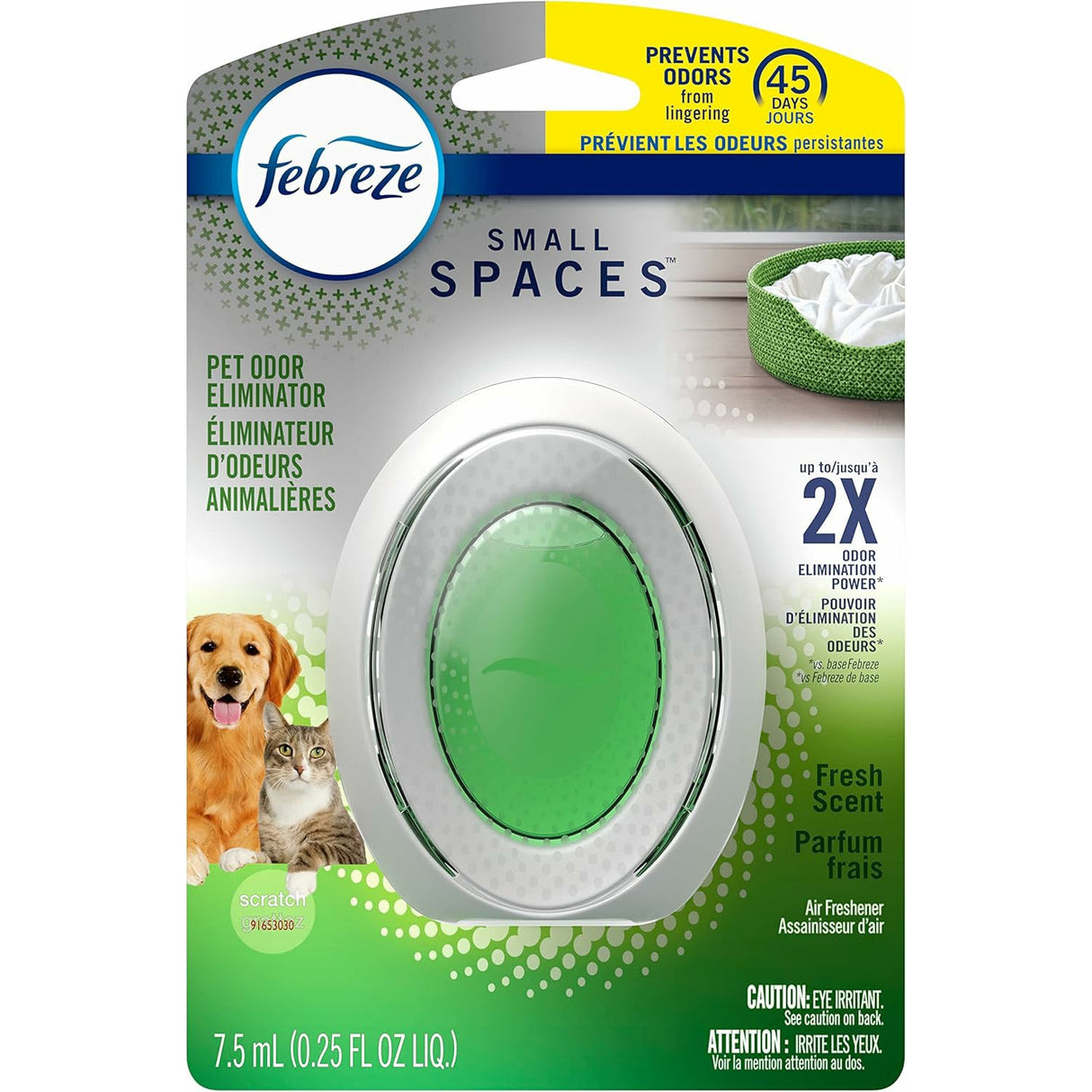 معطر الهواء فيبريز مزيل روائح الحيوانات الأليفة للمساحات الصغيرة، رائحة منعشة، 7.5 مل