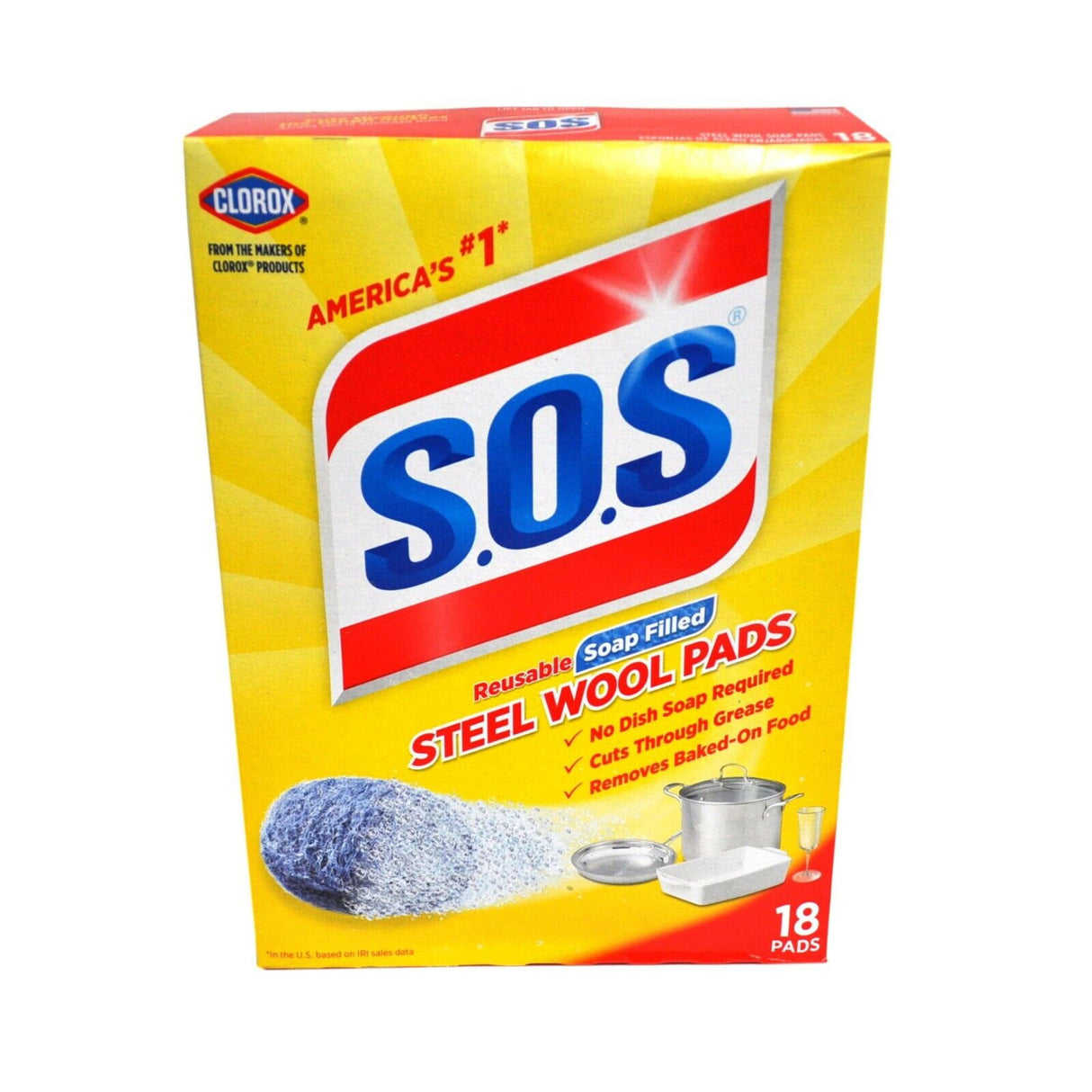 SOS Steel Wool Soap Pad 18 Piece Grey