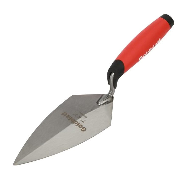 Goldblatt Carbon Steel Pointed Shovel with Plastic Handle, 7x3 Inch - Silver and Red