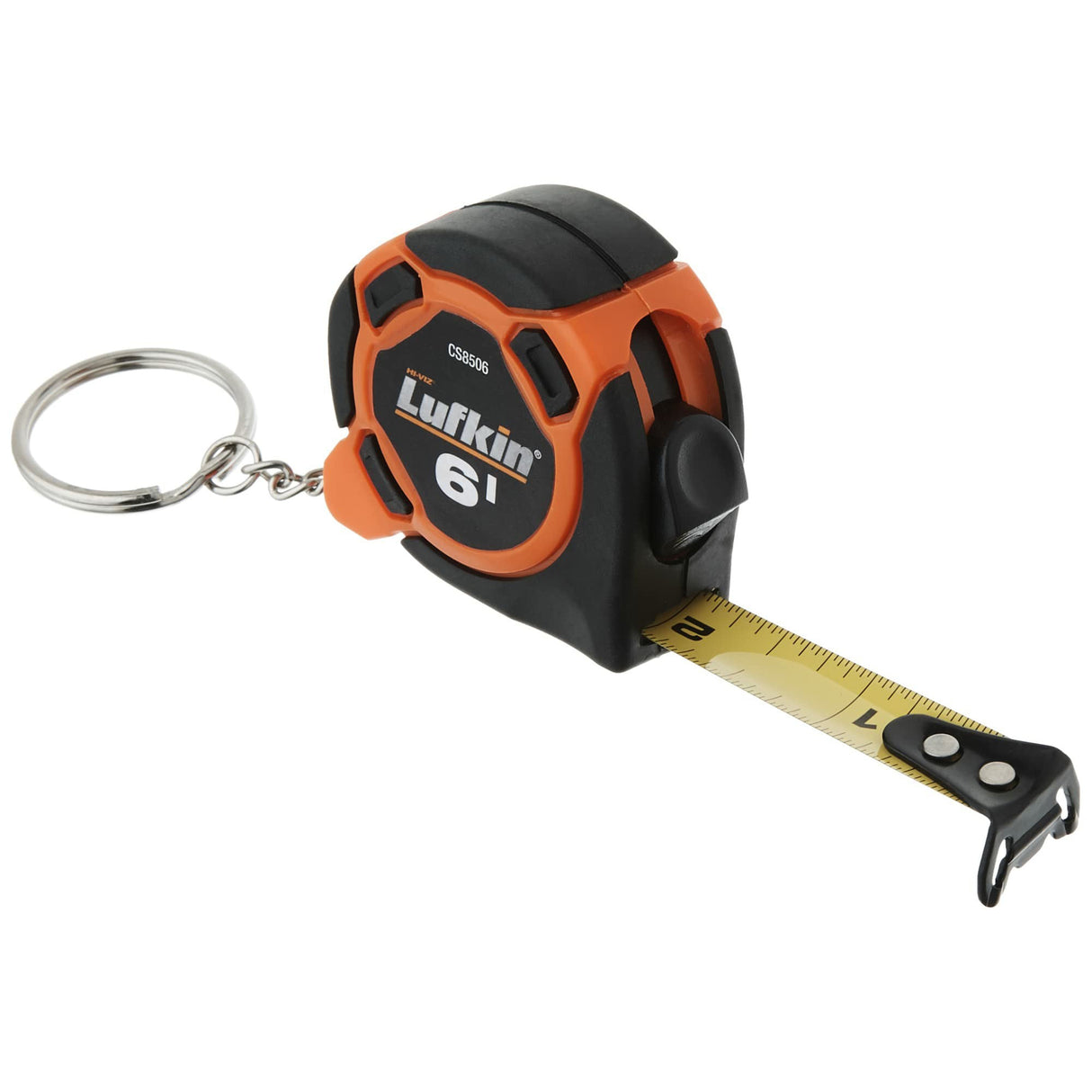 Crescent Lufkin Measuring Tape with Keychain, 6 Inch, Black and Orange