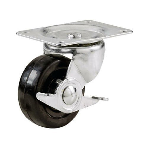 عجلة ترو جارد مطاطية دوارة مع فرامل احتكاك جانبية، 2 بوصة، 125 رطل، أسود