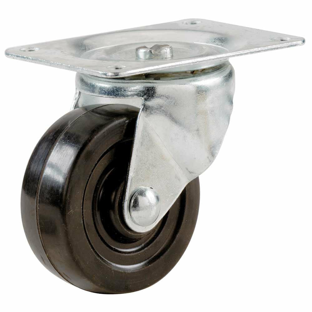 TruGuard Rubber Caster Wheel Set, 3", 209 lbs, Black