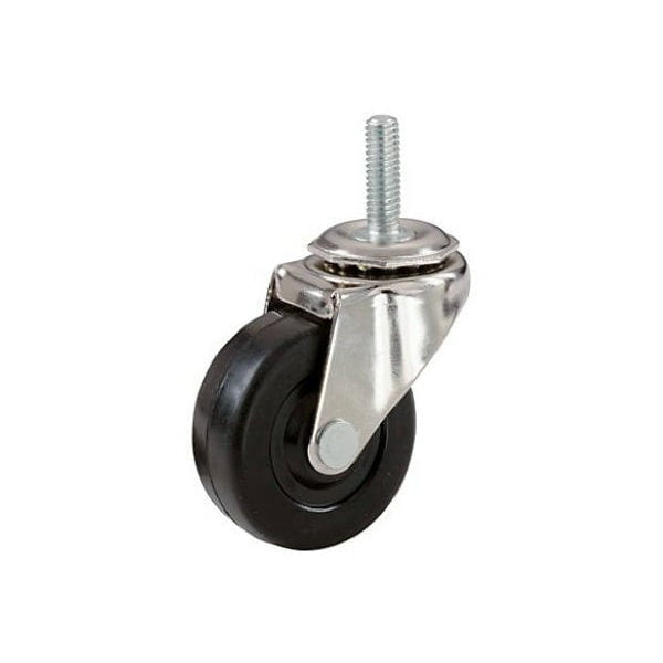 TruGuard 3" 125 lbs. Non-Brake Rubber Wheel Kit with Threaded Shaft, Black