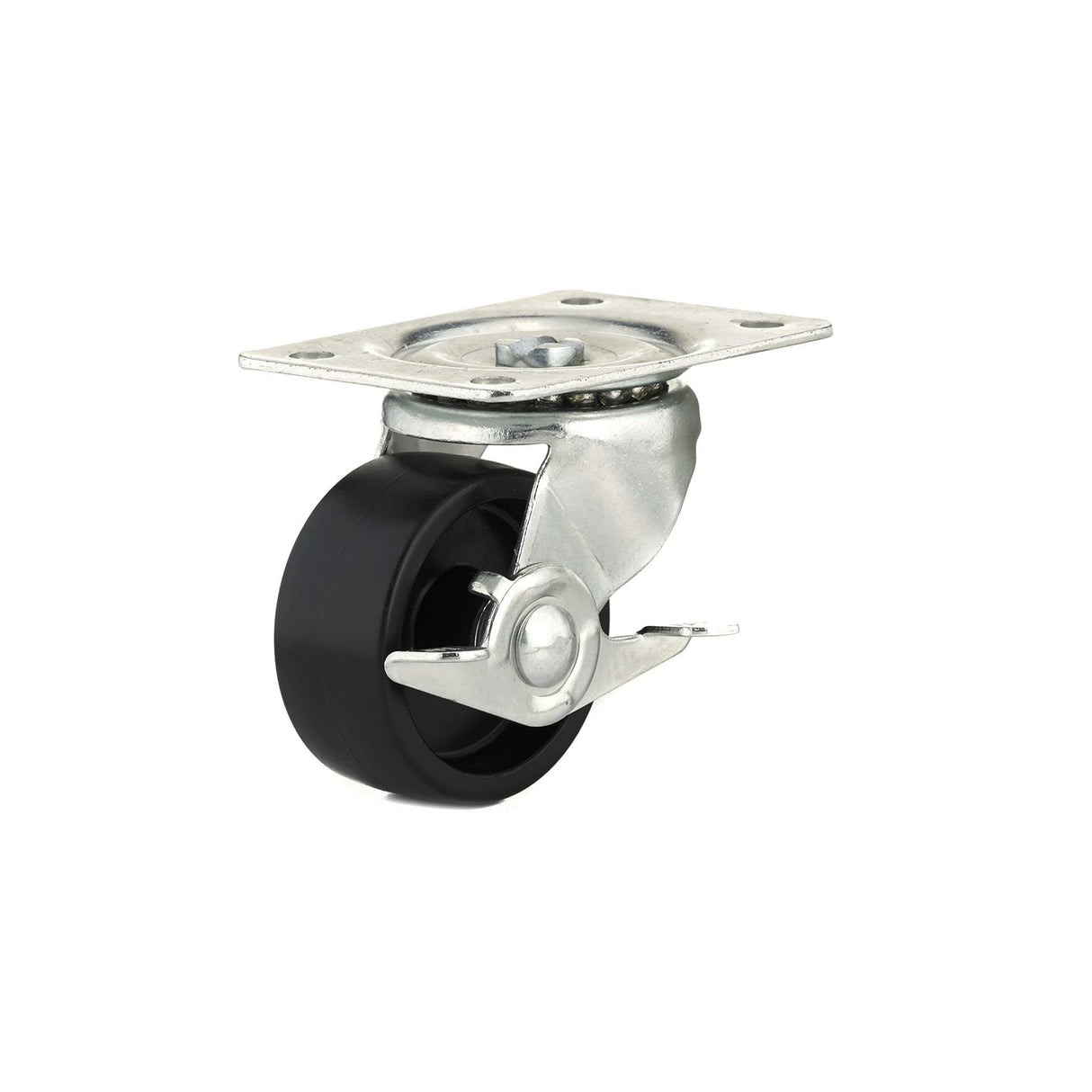 TruGuard 3" Rubber Swivel Caster Wheel with Side Friction Brake, 125 lbs, Black
