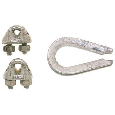 كليب وكشتبان من كامبل لسلك حبل ، 1/8 بوصة، فضي