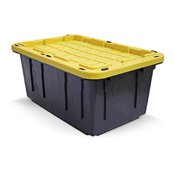 Maverick Heavy Duty Plastic Storage Box, Black and Yellow