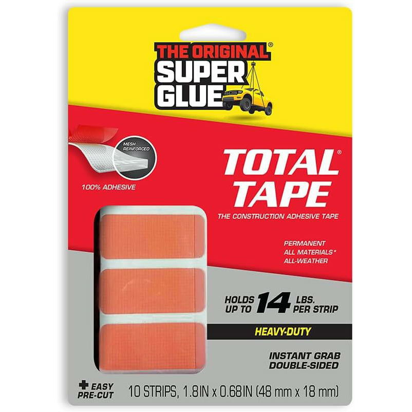 Super Glue Double Sided Tape for Instant Fix High Adhesive, Clear, 10 Count