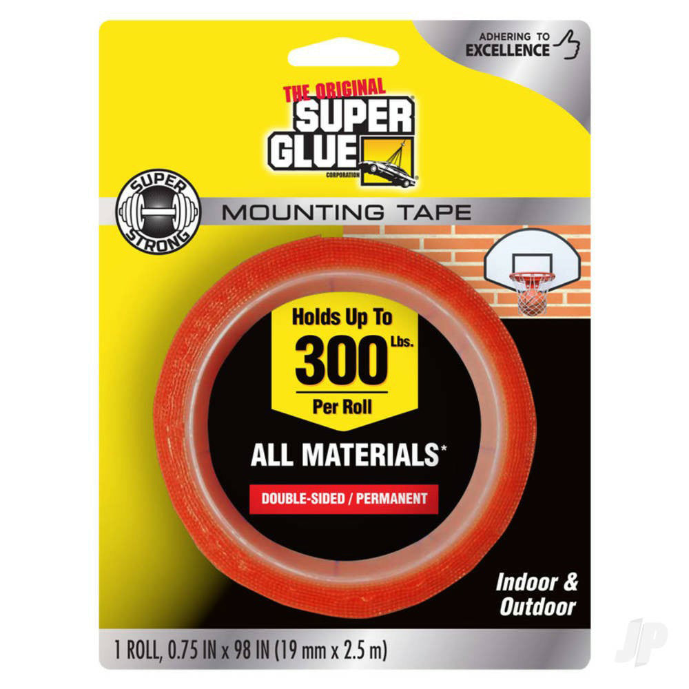 Super Glue Total Tape Double Sided Tape, Red, 0.75" x 98"
