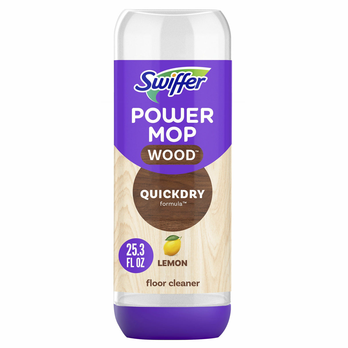 Swiffer Power Mop Quick Dry Hardwood Floor Cleaner Lemon Scent, 0.75L