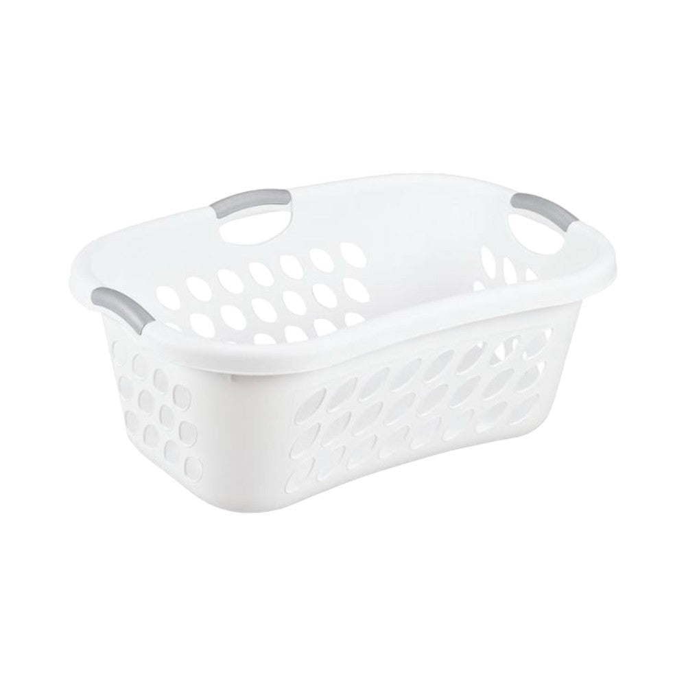 سلة غسيل بلاستيكية من ستيرلايت، سعة 1.25 بوشل، أبيض ورمادي