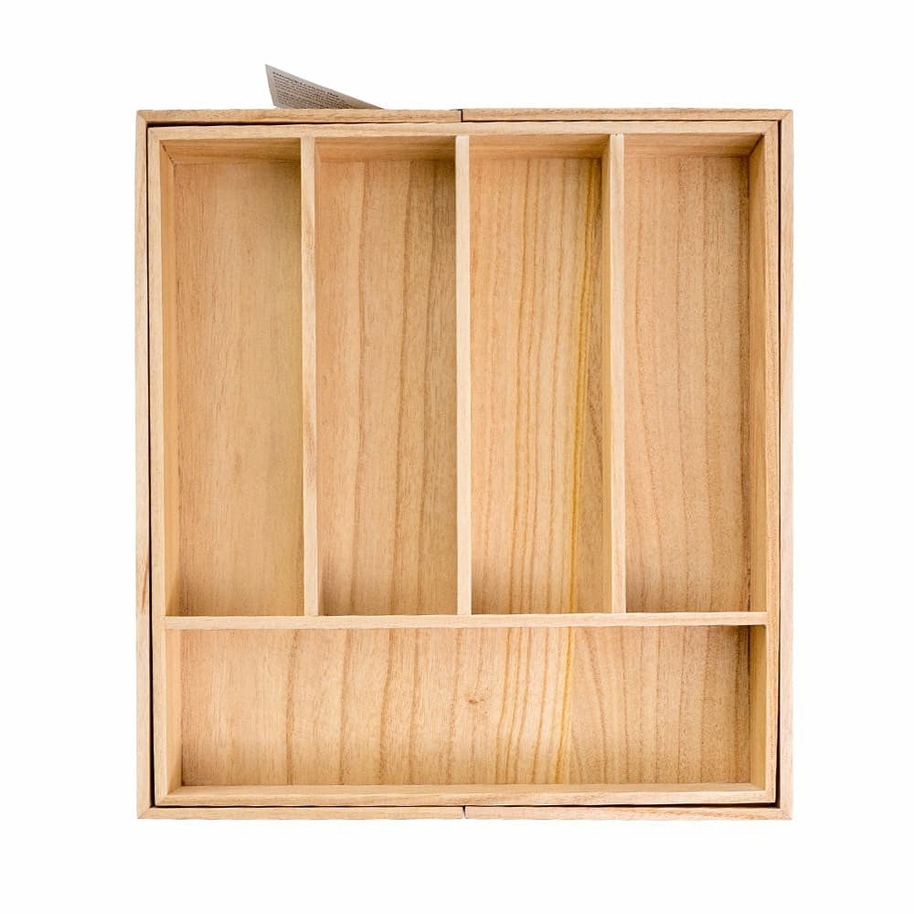 Expandable Wood Cutlery Tray Natural