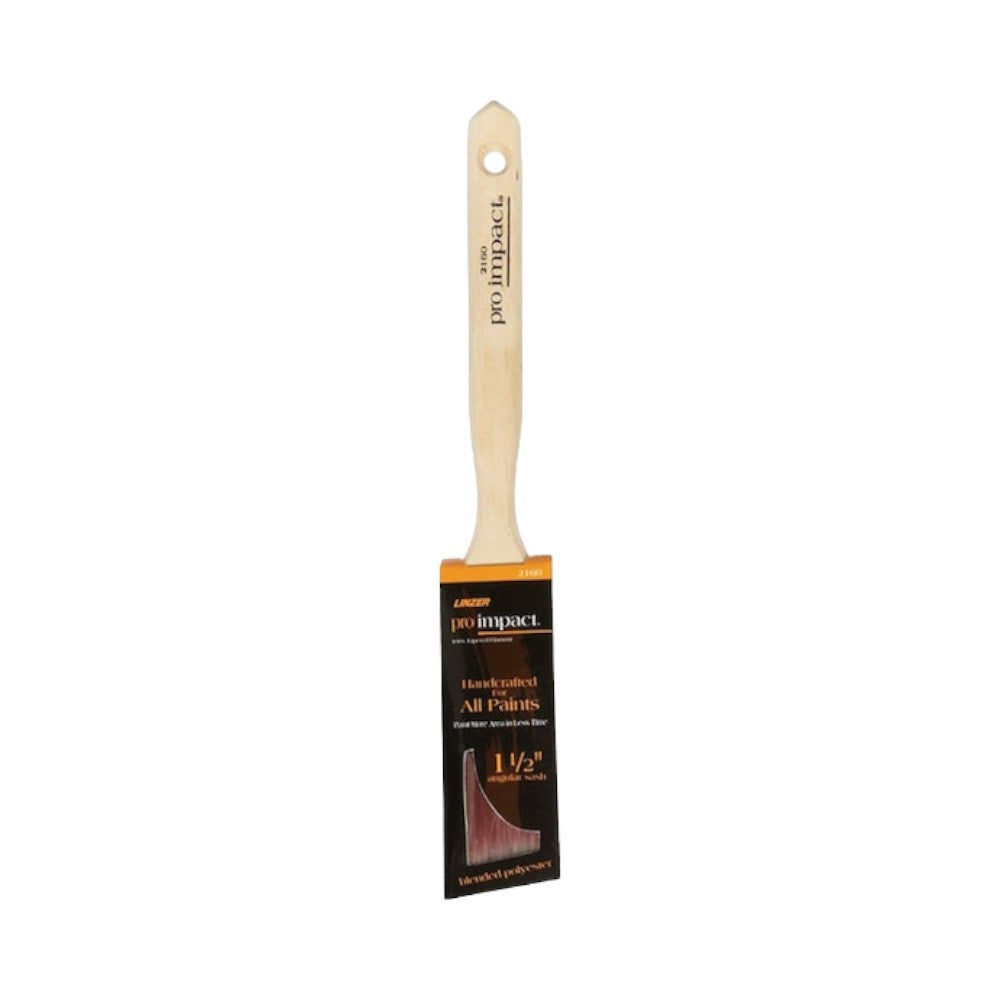 Linzer Polyester Angled Brush with Stainless Steel Trim, Light Brown