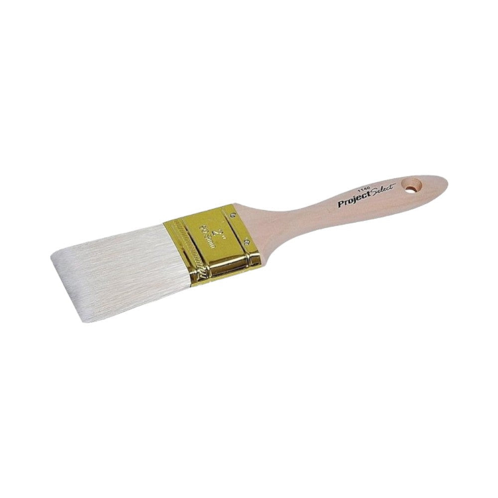 Linzer Polyester Wall Paint and Varnish Brush with Brass Trim, White