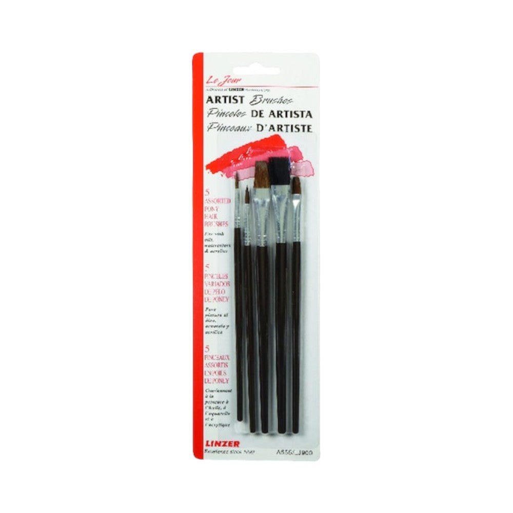 Linzer 5 Piece Bristle Art Brush Set, Black