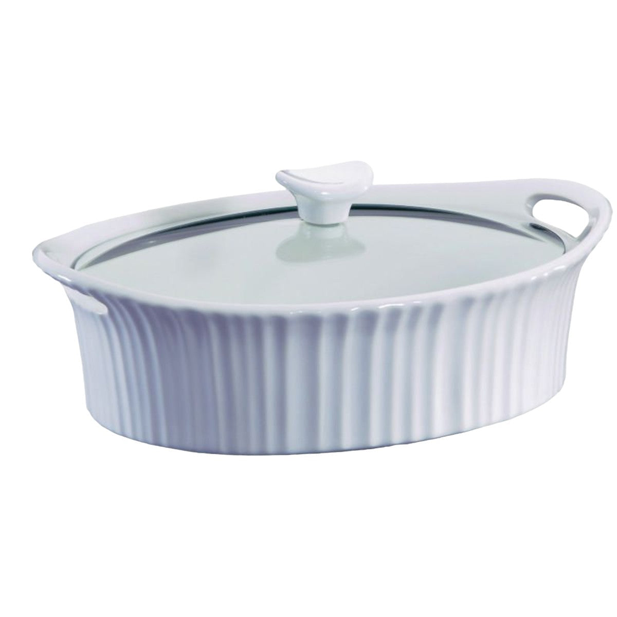 Casserole Dish with Glass Cover Oval White 2.5Qts.