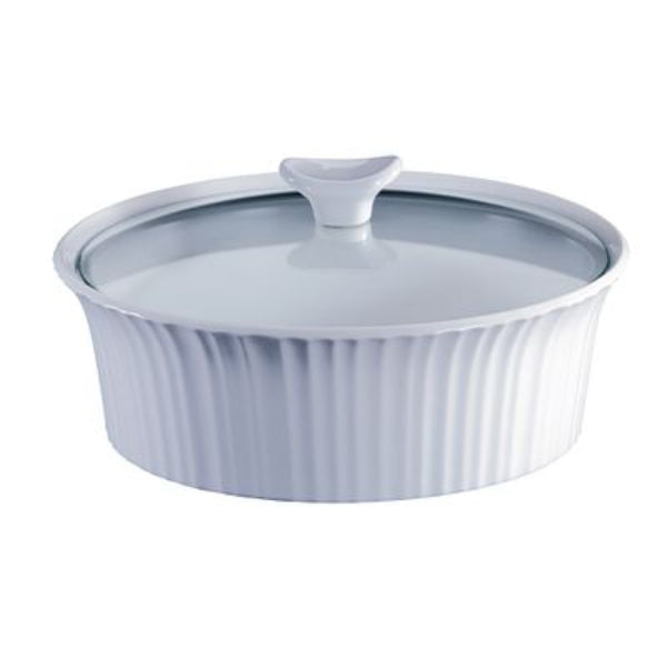 Casserole Dish With Glass Lid White 2.5Qt.