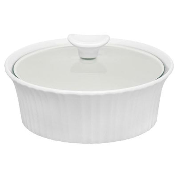 Casserole Dish With Glass Lid White 2.5Qt.