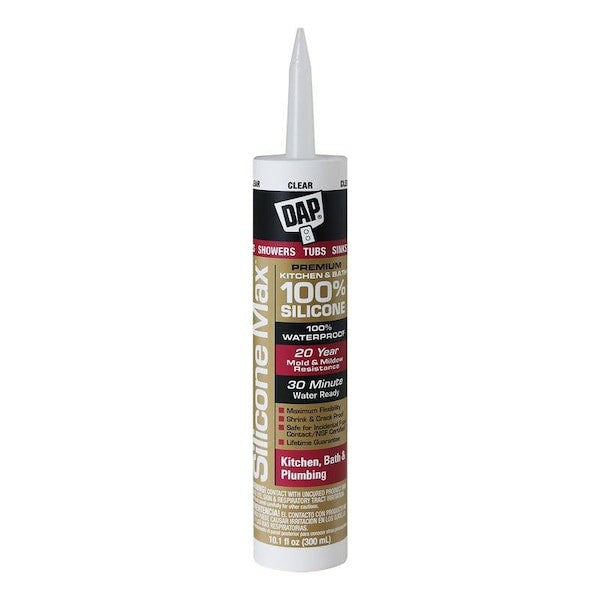 Dab Max Premium Silicone Sealant for Kitchen and Bathroom, Clear, 10.1 oz
