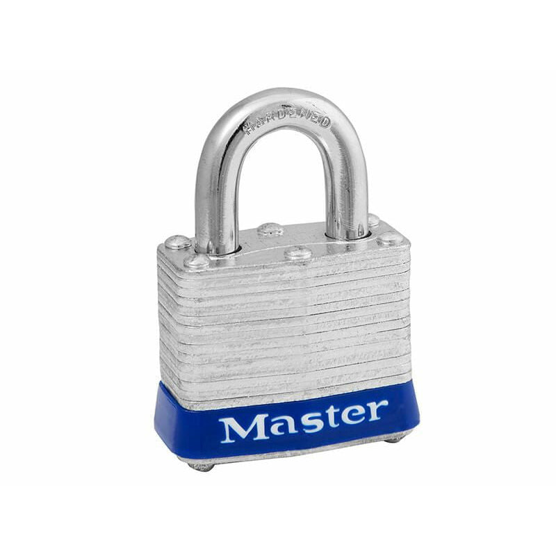Master Lock 4 Pin Steel Padlock, Silver and Blue