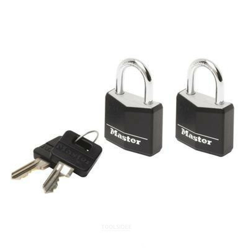 Master Lock Aluminium Black 20mm Padlock 3-Pin  2 Pc
