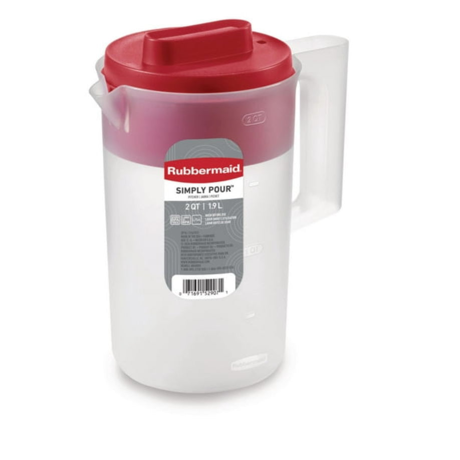 Rubbermaid Covered Pitcher Racer Red Lid 2 Qt.