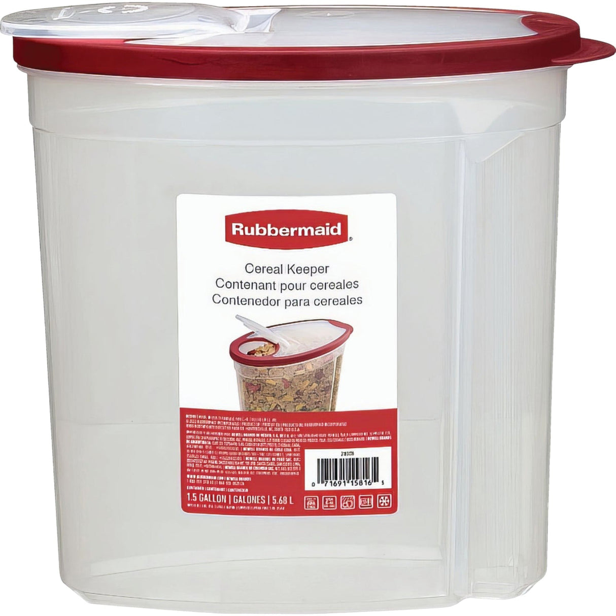 Cereal Keeper Clear With Red Lid 1.5-Gal.