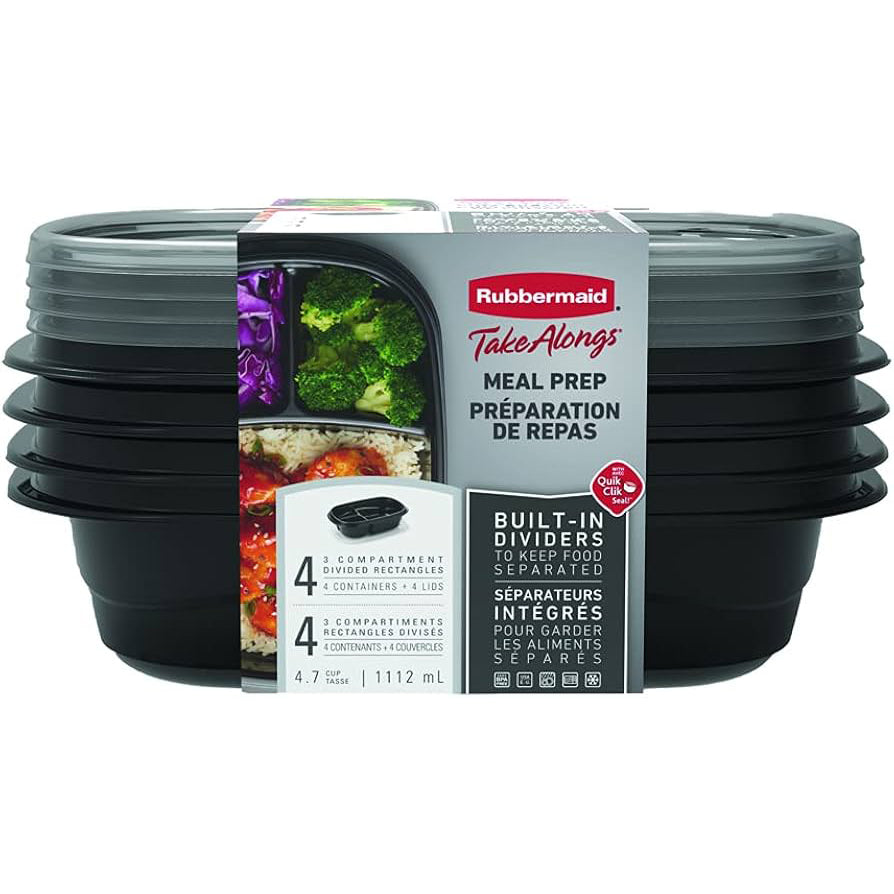 Divided Food Storage Containers 4.7 Cup 4-Pk.