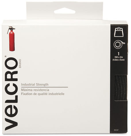 Velcro Industrial Adhesive Back Tape, 2" x 15', Black
