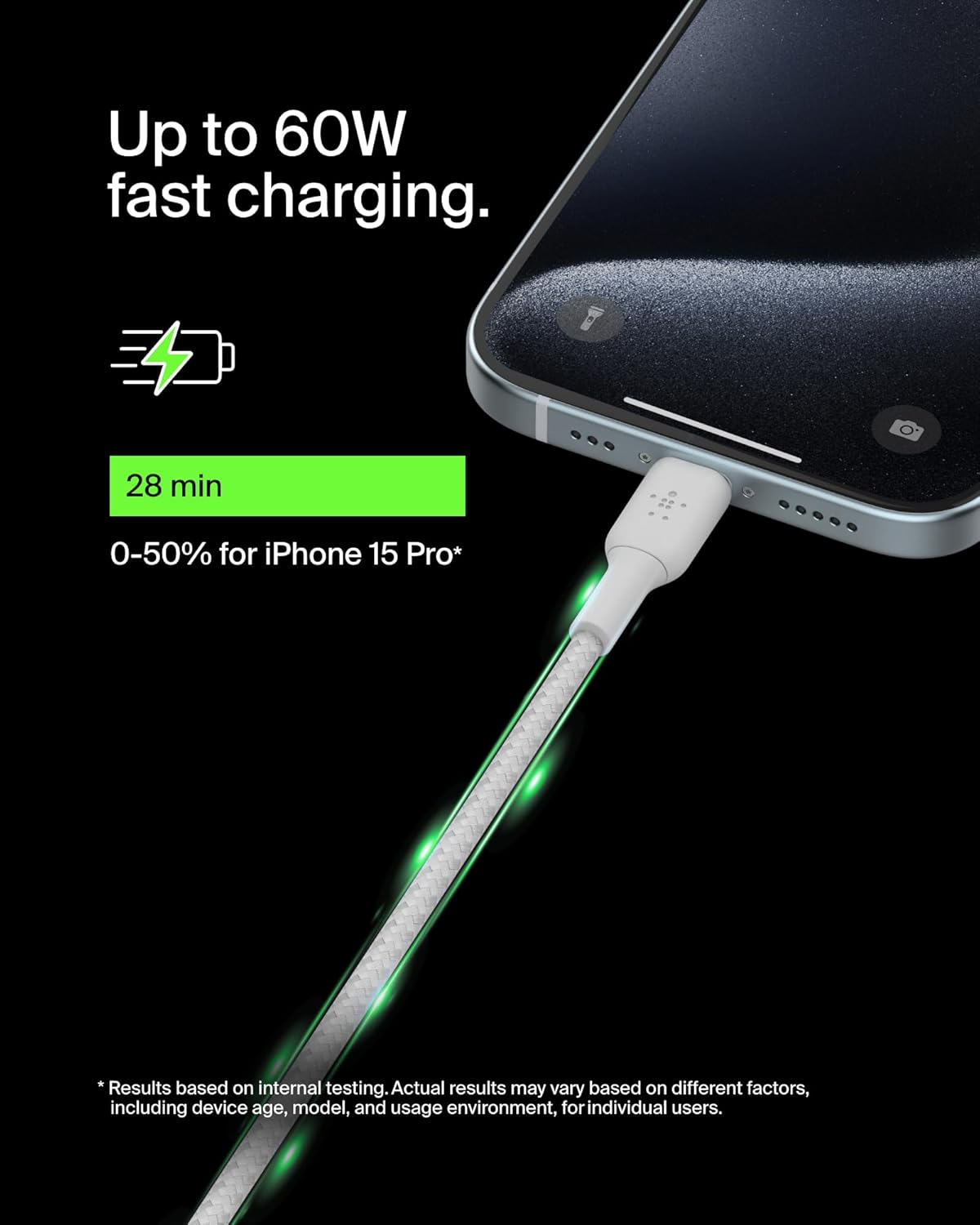 بيلكن كابل شحن مضفر نوع- سي، 1 متر - أبيض-2