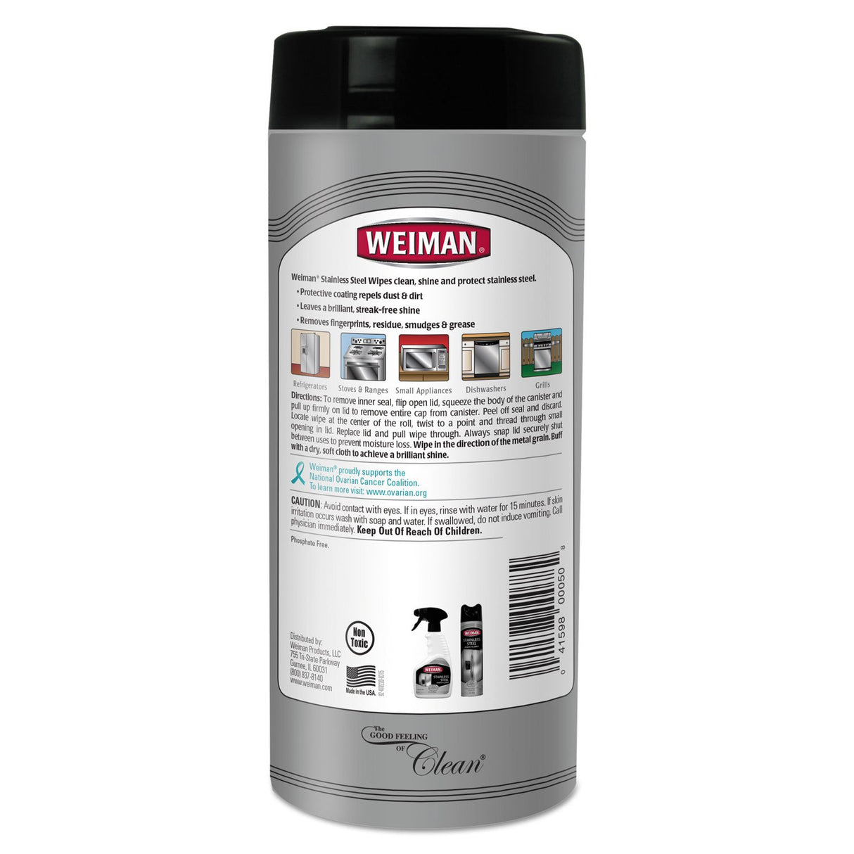 Weiman Stainless Steel Cleaning and Polishing Wipes, 30 Count