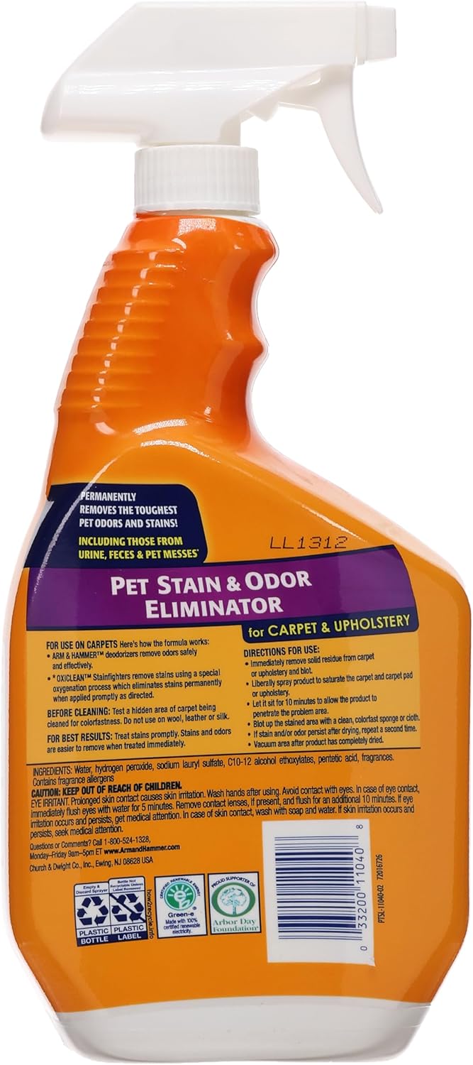 مزيل رائحة الحيوانات الأليفة من آرم آند هامر للعناية المنزلية، 32 أونصة