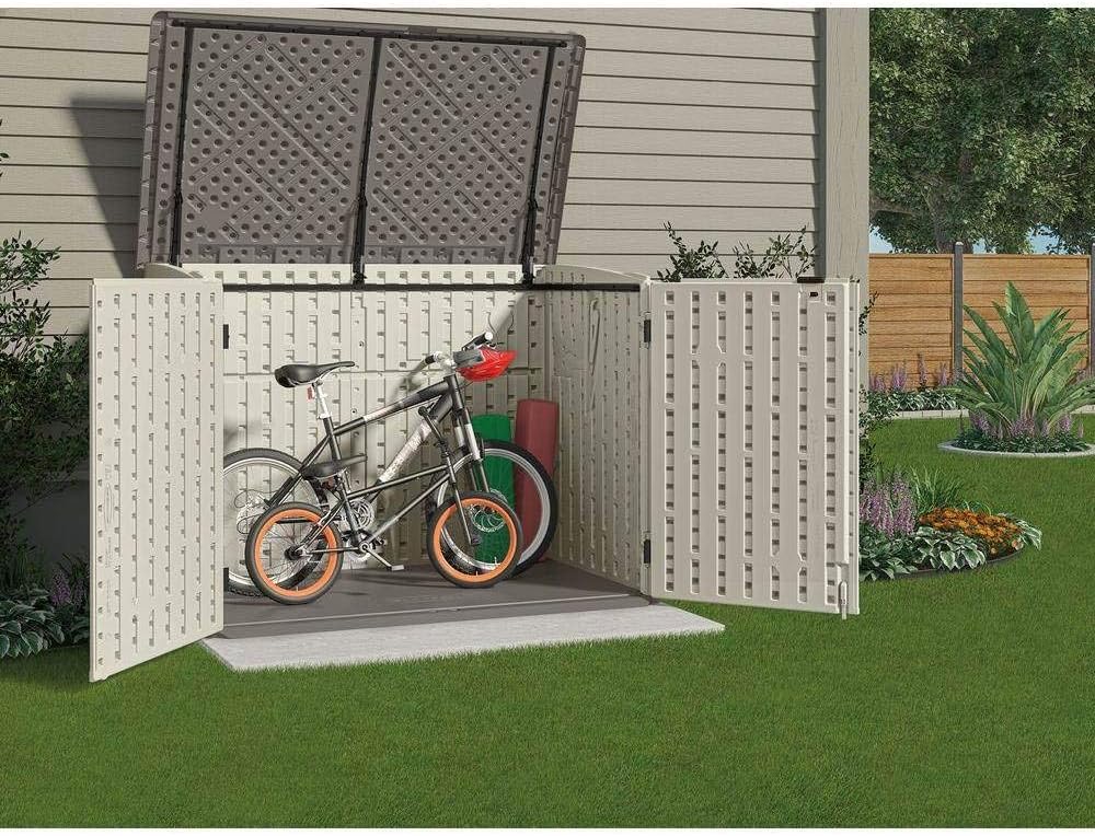 صندوق تخزين خارجي صن كاست أفقي باللون الحجري والفانيليا، 70 قدم مكعب