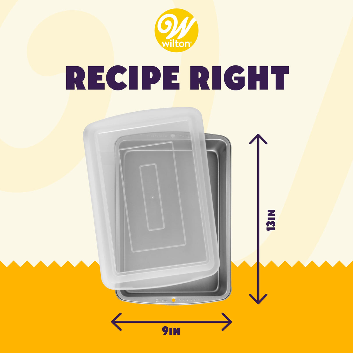 قالب خبز مستطيل بغطاء ريسيبي رايت غير لاصق من ويلتون ، مقاس 9 × 13 بوصة، فضي