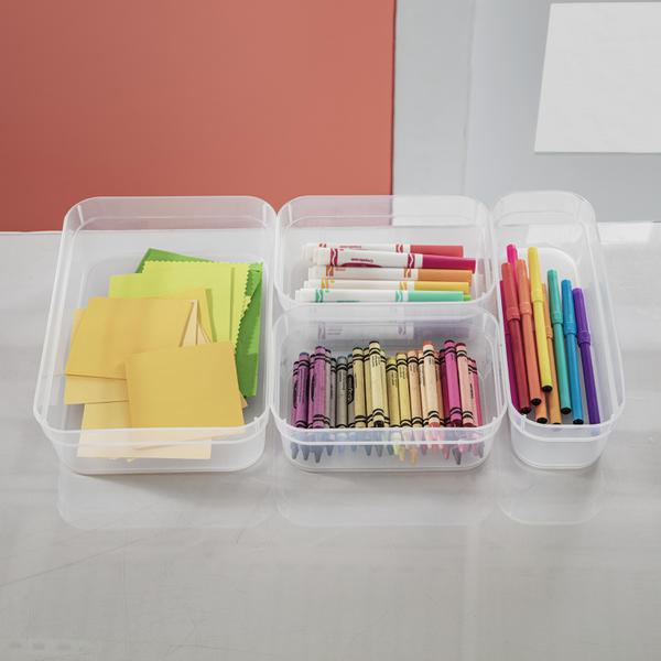 صواني تخزين بلاستيكية ضيقة من ستيرلايت، 3 قطع، شفاف