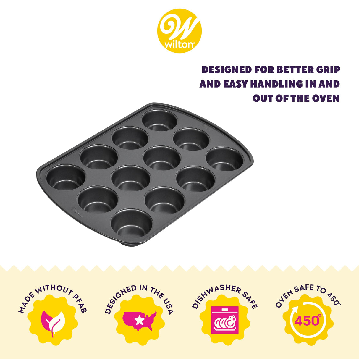 Wilton Perfect Results Premium Non-Stick Bakeware Muffin and Cupcake Pan, 12-Cup